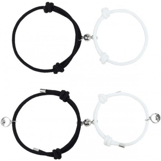 Couple Magnetic Bracelet Set Mutual Attraction Rope Braided Charm Pendants Bracelet Couple Gift Jewelry Set For Women Men Couple Magnetic Bracelet Set Mutual Attraction Rope Braided Charm Pendants Bracelet Couple Gift Jewelry Set For Women Men
